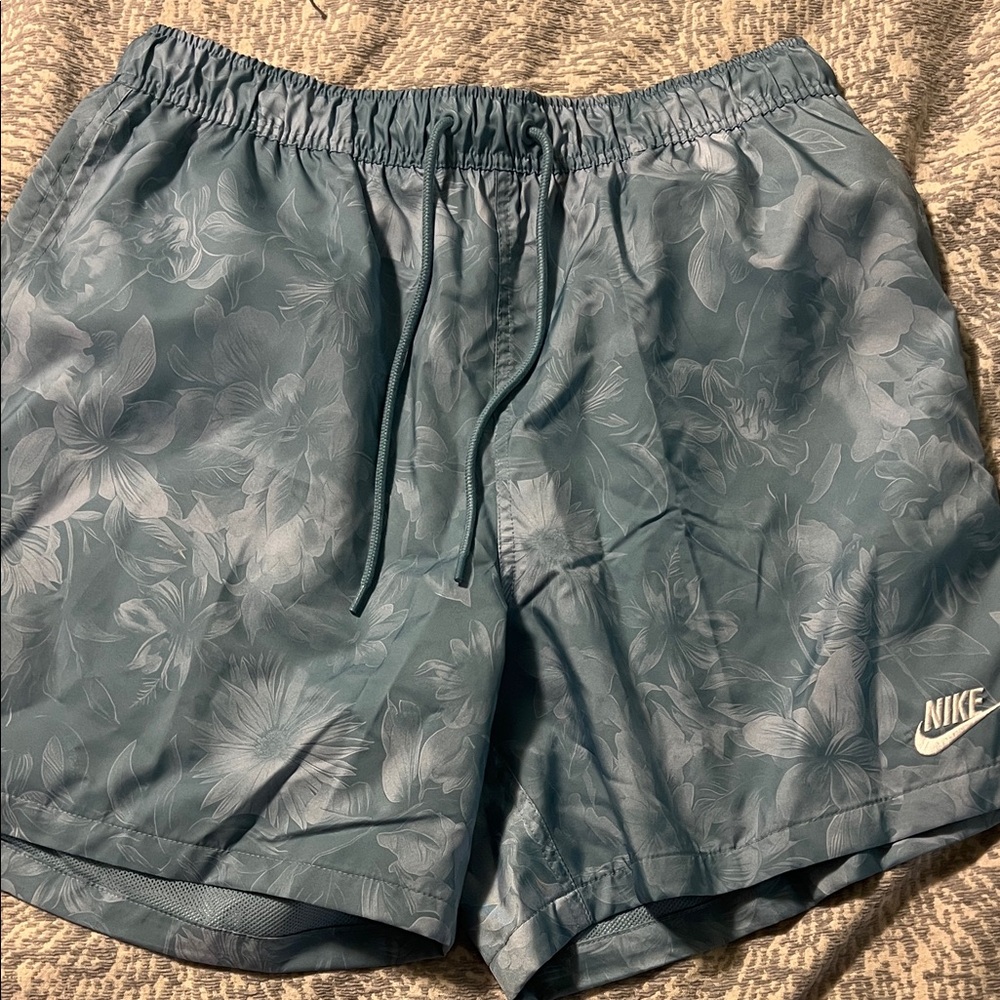 Nike Blue Floral Athletic Shorts